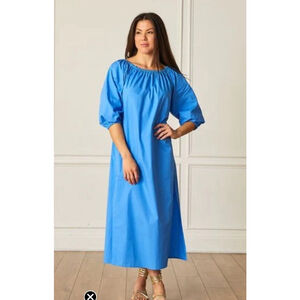 Caryn Lawn Lawson Maxi Dress One Size Cornflower Blue Peasant Boho Preppy Party